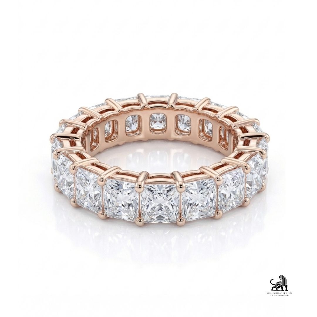 Princess Cut Diamond Eternity Ring in rose gold