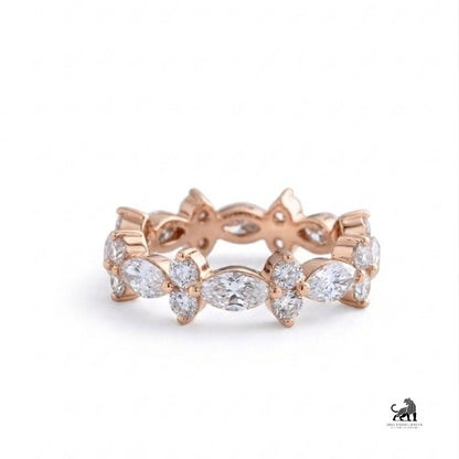 Marquise & Round Diamond Eternity Ring in rose gold