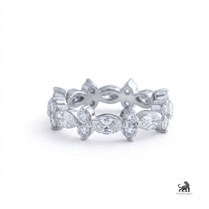 Marquise & Round Diamond Eternity Ring in white gold