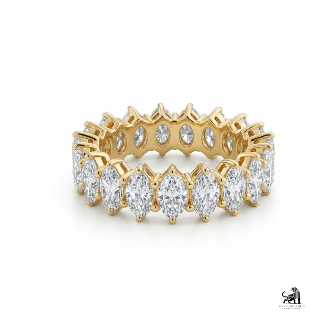 Marquise Diamond Eternity Ring in yellow gold