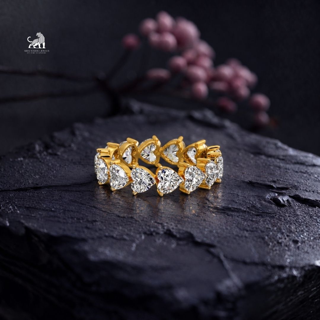 Heart Diamond Eternity Ring - lab-grown diamond ring, styled product photo