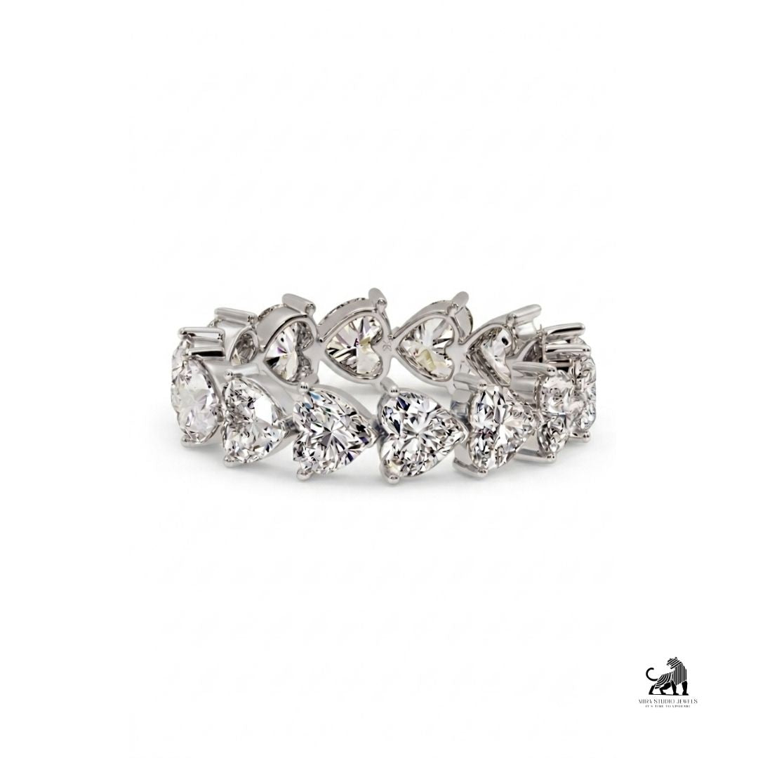 Heart Diamond Eternity Ring in white gold