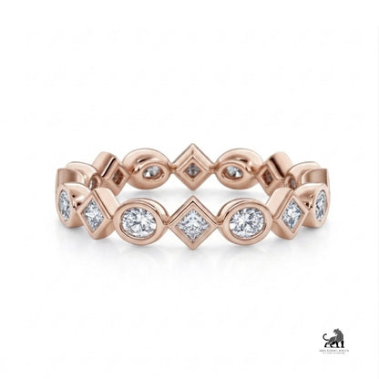 Geometric Diamond Eternity Band Ring in rose gold