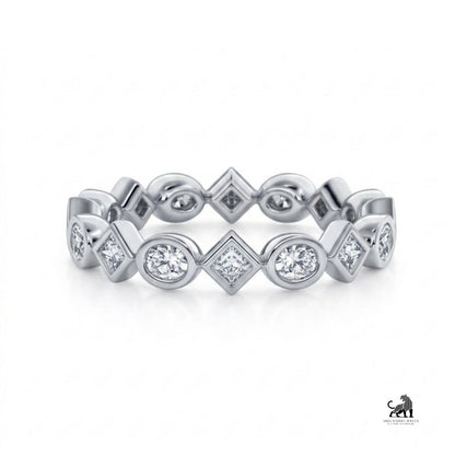 Geometric Diamond Eternity Band Ring in white gold