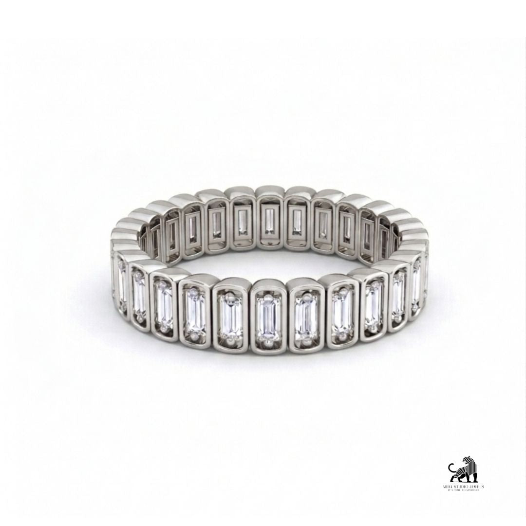 Baguette-Cut Diamond Eternity Band in white gold