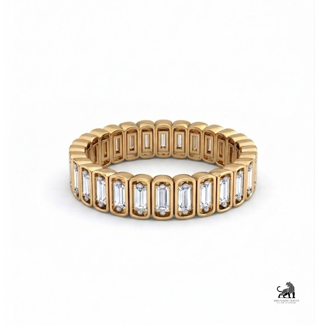 Baguette-Cut Diamond Eternity Band in yellow gold