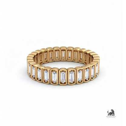 Baguette-Cut Diamond Eternity Band in yellow gold