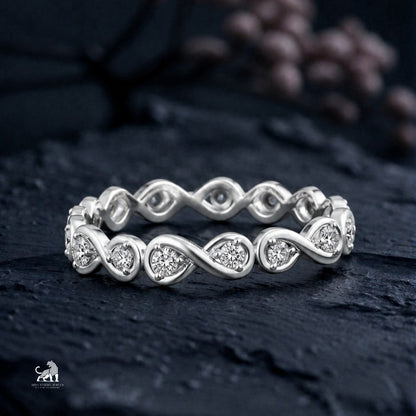 Infinity-Inspired Round Diamond Eternity Band - lab-grown diamond ring, styled product photo