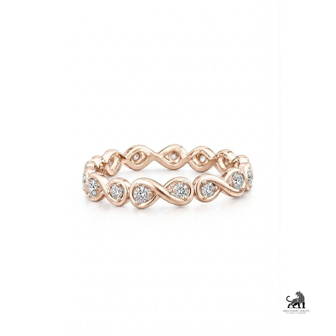Infinity-Inspired Round Diamond Eternity Band in rose gold