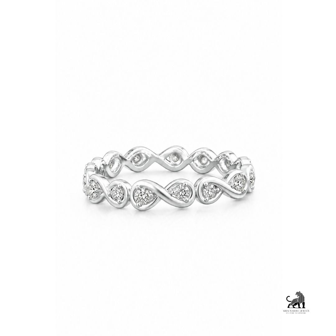Infinity-Inspired Round Diamond Eternity Band in white gold