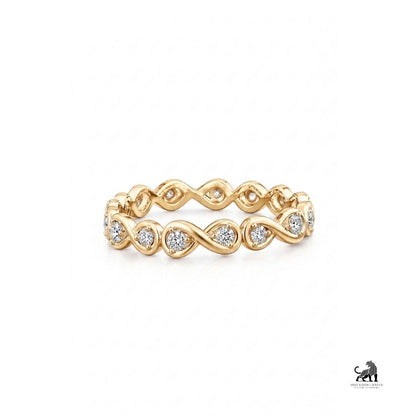 Infinity-Inspired Round Diamond Eternity Band in yellow gold