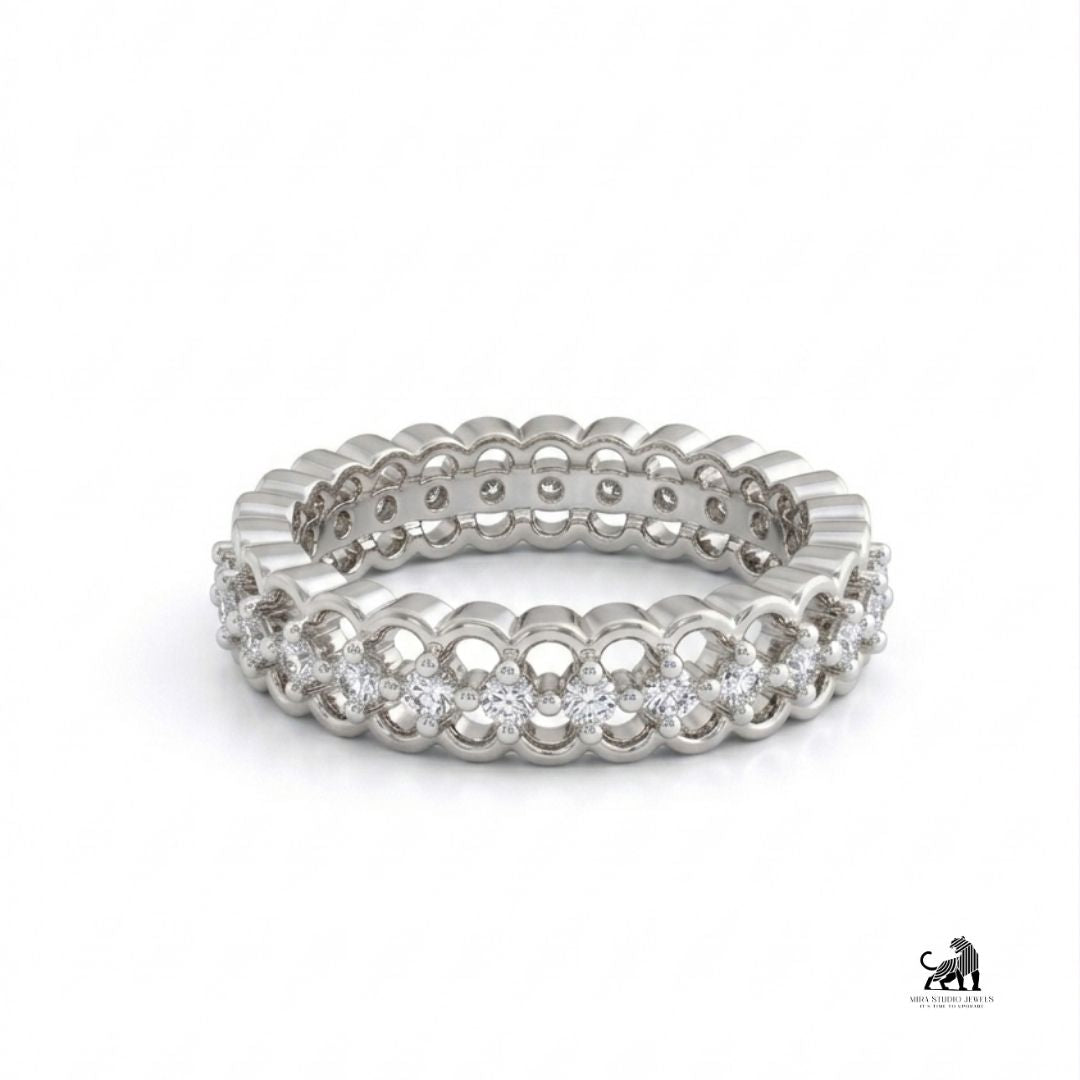 Interwoven Diamond Eternity Band in white gold