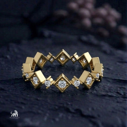 Geometric Diamond Eternity Band - lab-grown diamond ring, styled product photo