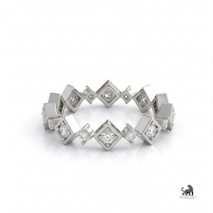 Geometric Diamond Eternity Band in white gold