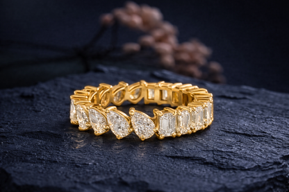 Duo-Cut Pear & Emerald Eternity Band