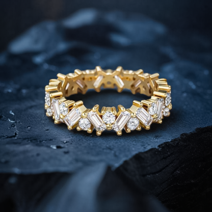 Alternating Round & Baguette Zig-Zag Eternity Band