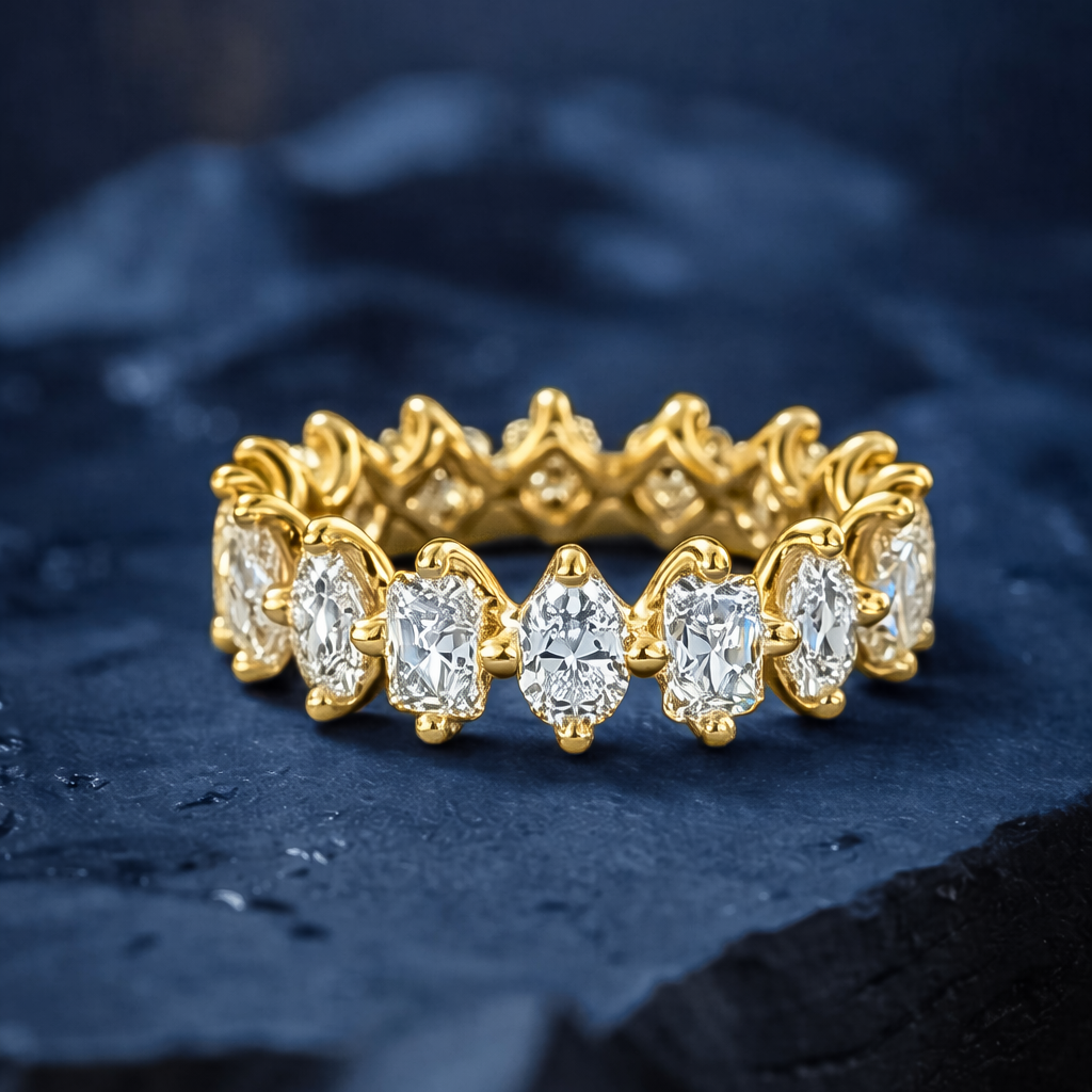Alternating Radiant & Oval-Cut Scalloped Eternity Band