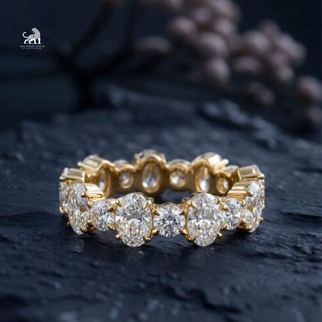 Elysian Oval & Round Diamond Eternity Ring - lab-grown diamond ring, styled product photo