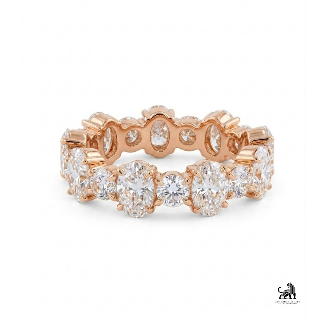 Elysian Oval & Round Diamond Eternity Ring in rose gold