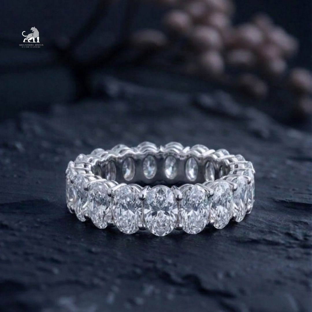 Elysian Oval Diamond Eternity Ring - lab-grown diamond ring, styled product photo