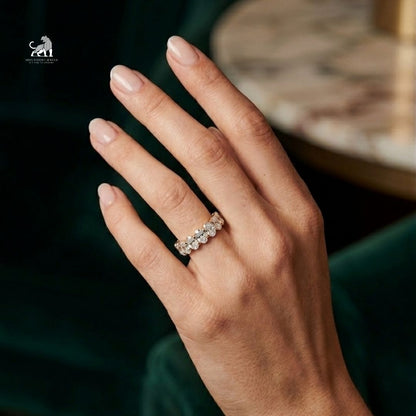 Elysian Oval Diamond Eternity Ring worn on a hand