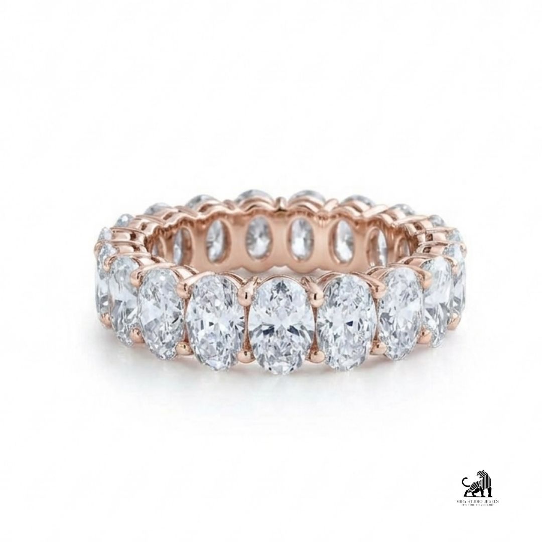 Elysian Oval Diamond Eternity Ring in rose gold