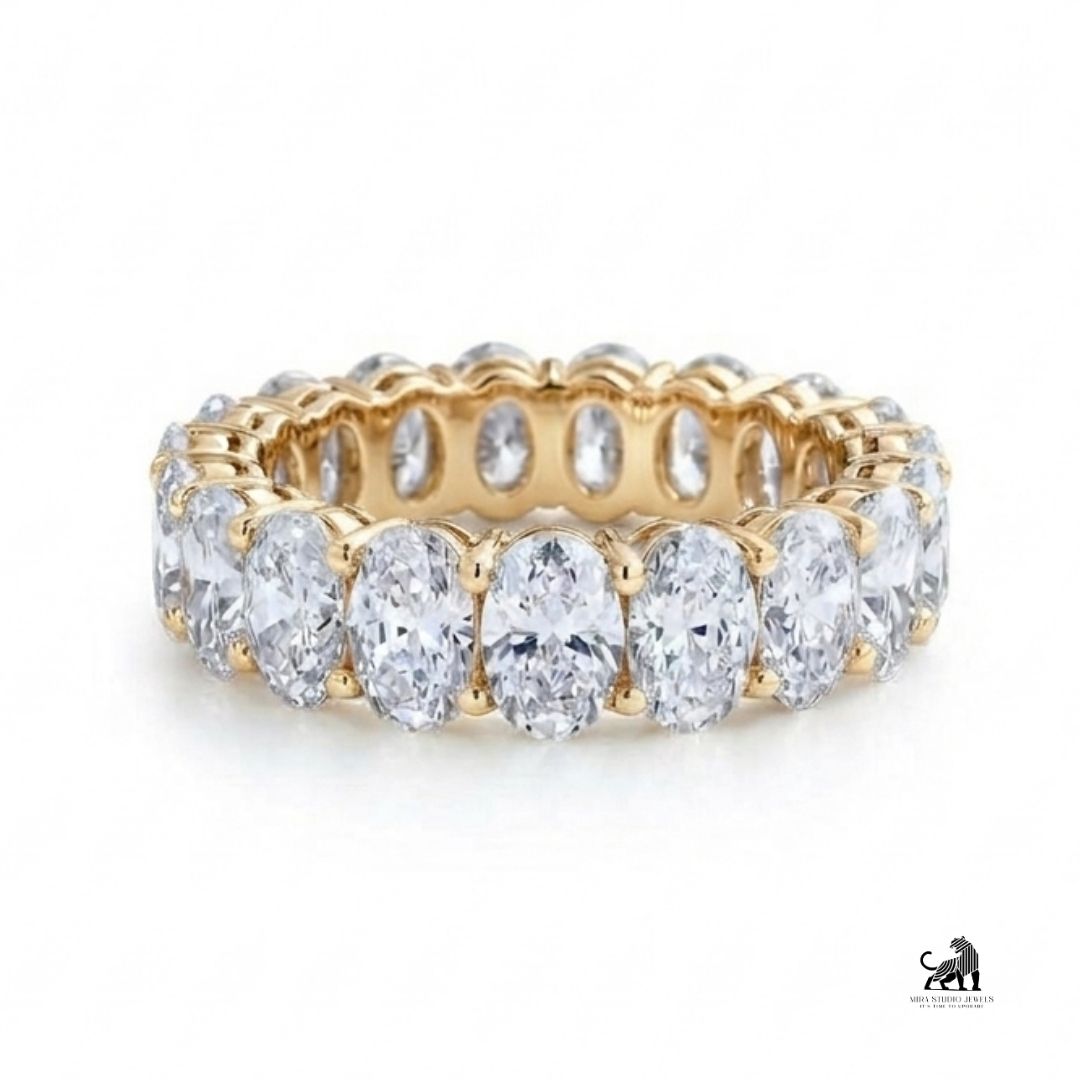 Elysian Oval Diamond Eternity Ring in yellow gold