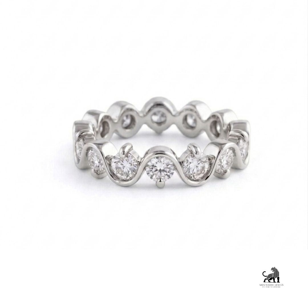 The Celeste Wave Diamond Ring in white gold