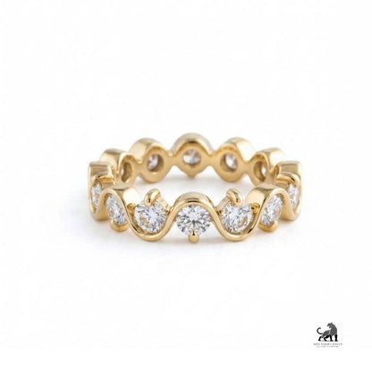 The Celeste Wave Diamond Ring in yellow gold
