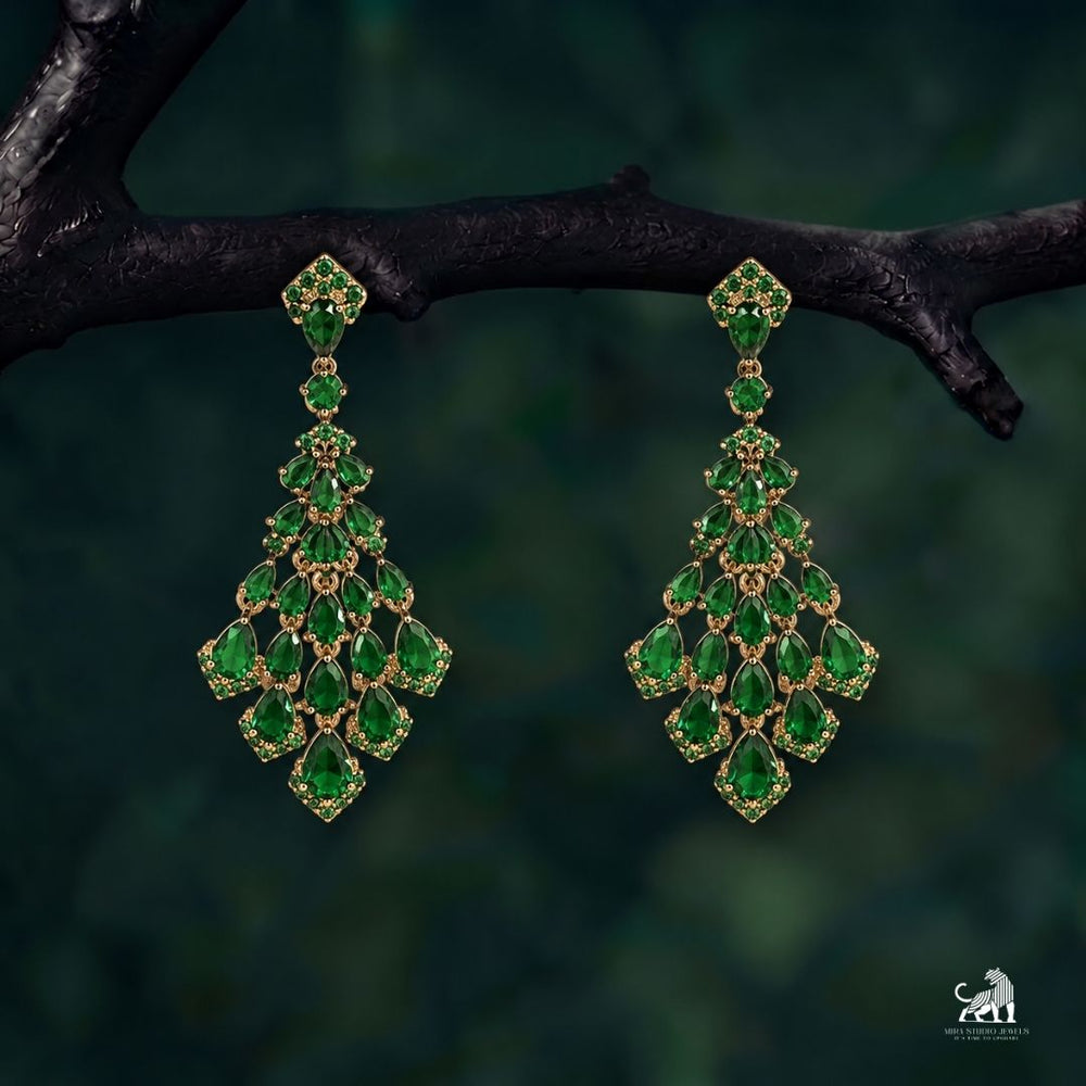 Emerald Cascade Chandelier Earrings