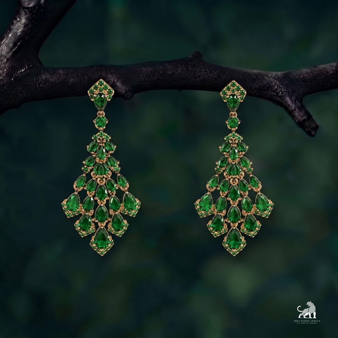Emerald Cascade Chandelier Earrings