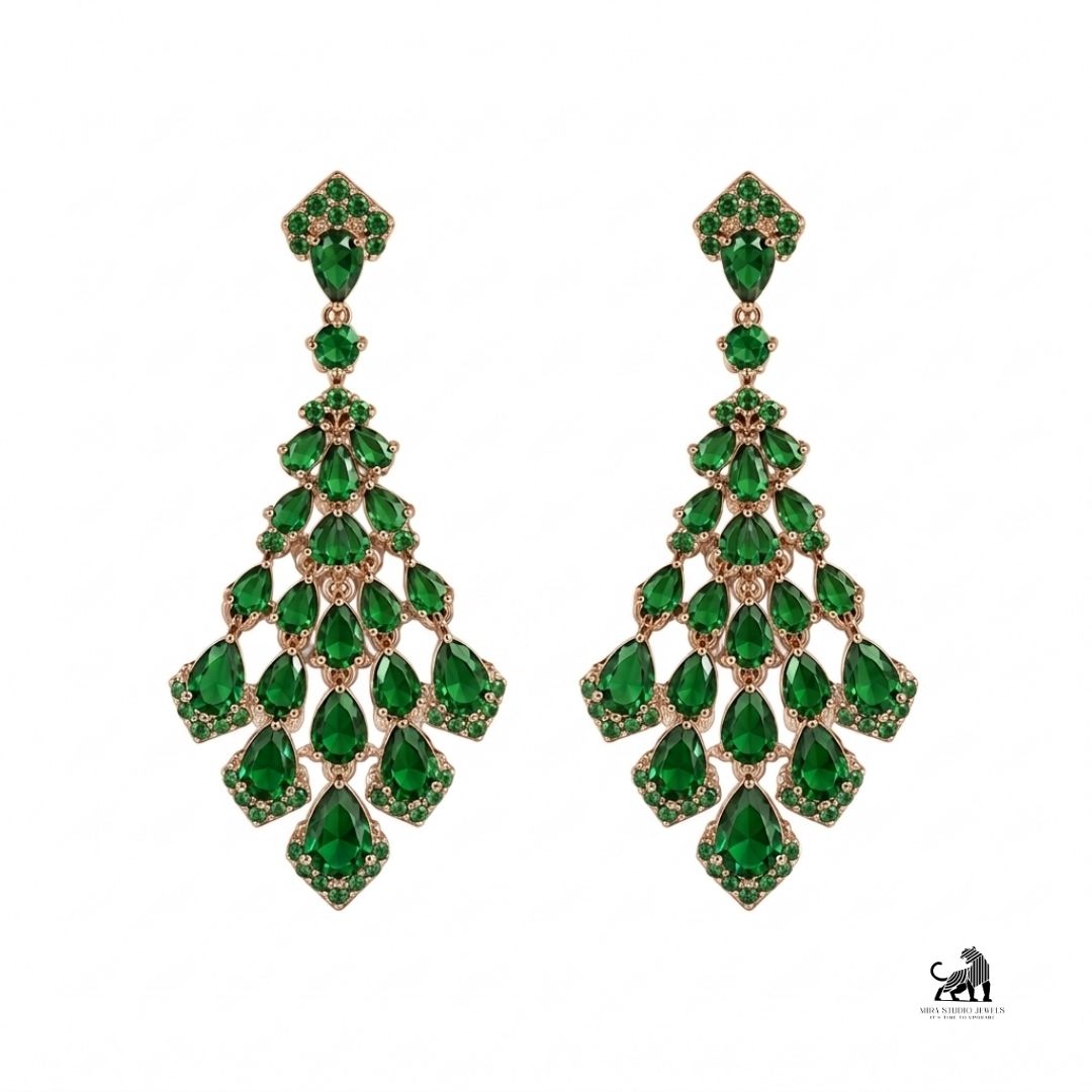 Emerald Cascade Chandelier Earrings
