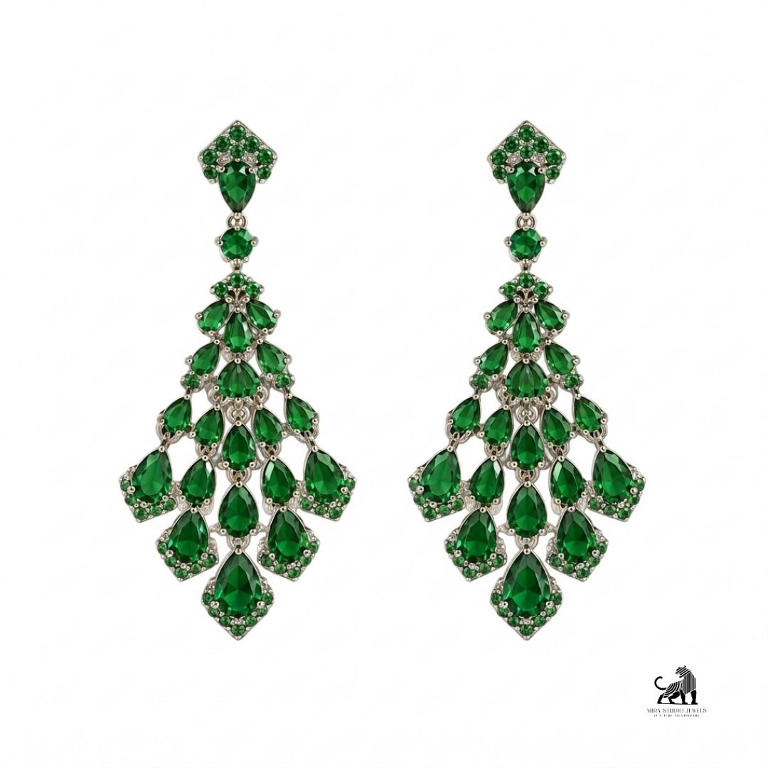 Emerald Cascade Chandelier Earrings