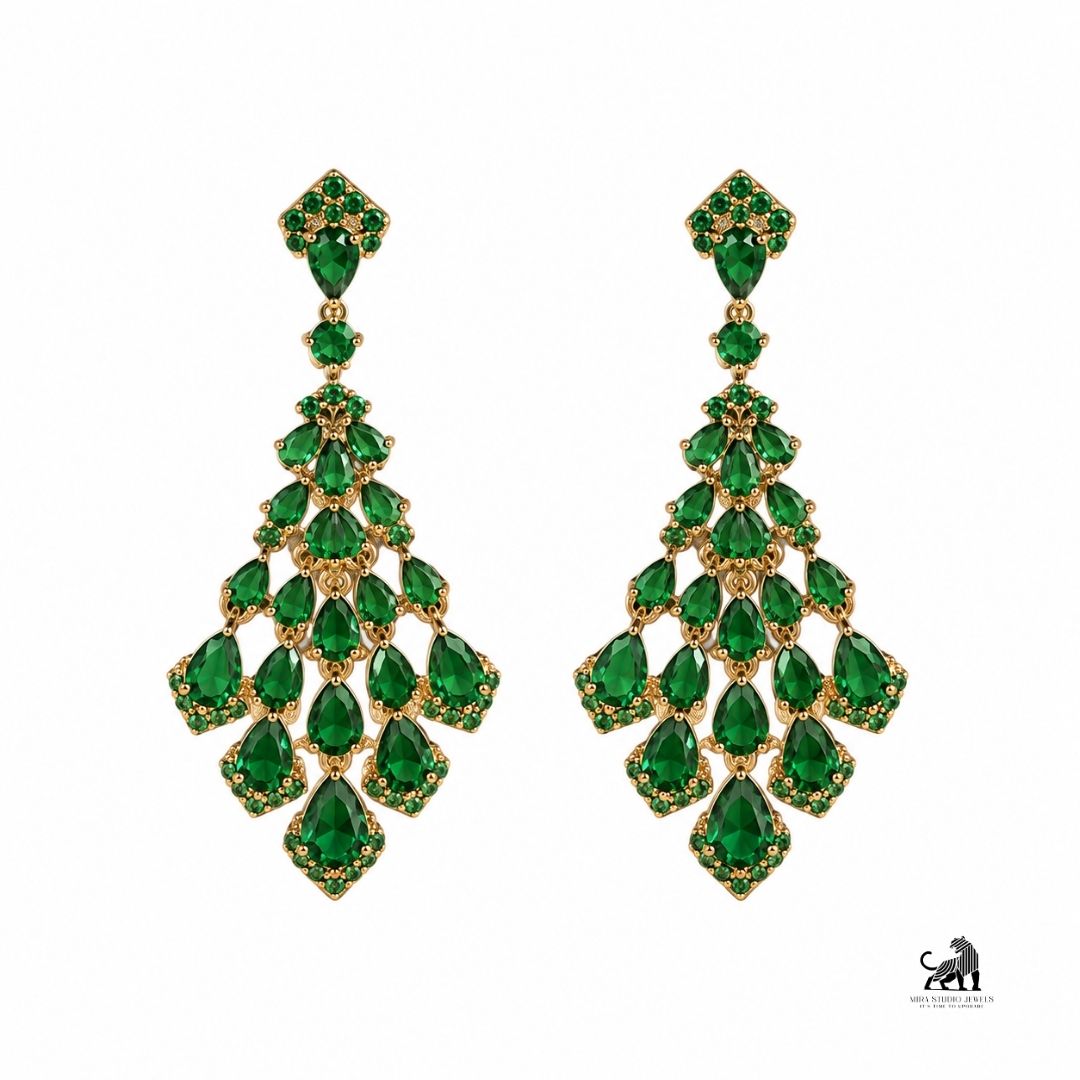 Emerald Cascade Chandelier Earrings