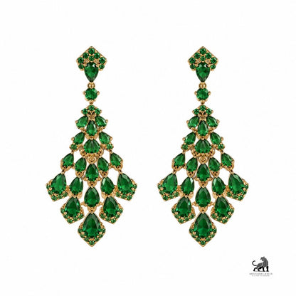 Emerald Cascade Chandelier Earrings