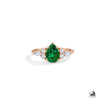Seraphina Pear-Cut Green Gemstone Three-Stone Ring
