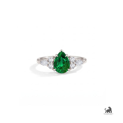 Seraphina Pear-Cut Green Gemstone Three-Stone Ring