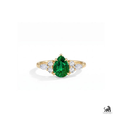 Seraphina Pear-Cut Green Gemstone Three-Stone Ring