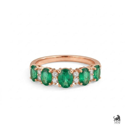Emerald Oval Multi-Stone Gemstone Ring