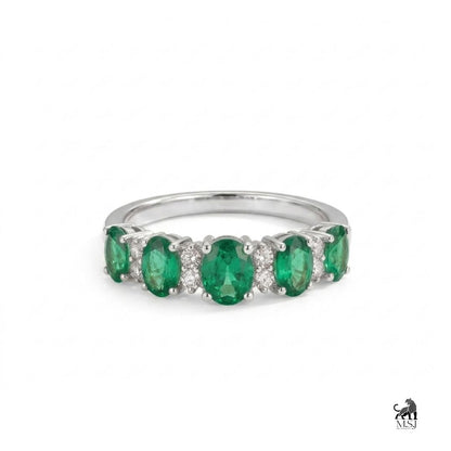 Emerald Oval Multi-Stone Gemstone Ring