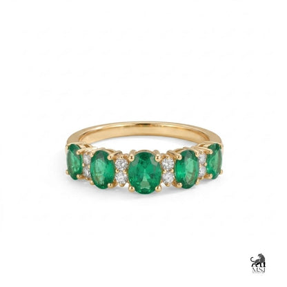 Emerald Oval Multi-Stone Gemstone Ring
