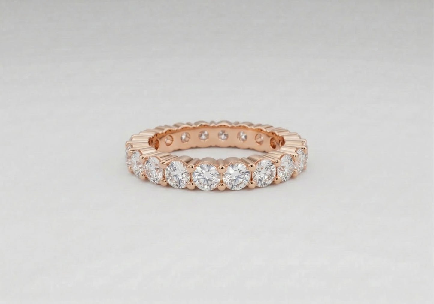 Round-Cut Shared Prong Diamond Eternity Band
