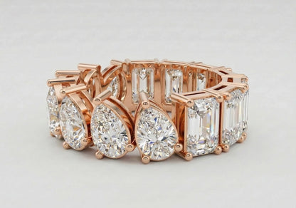 Duo-Cut Pear & Emerald Eternity Band