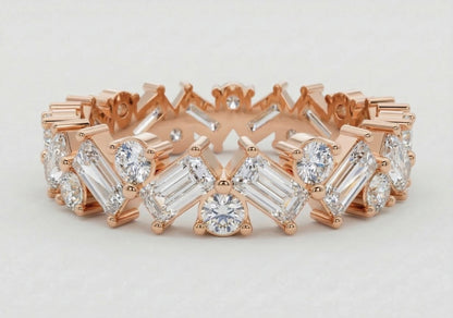 Alternating Round & Baguette Zig-Zag Eternity Band