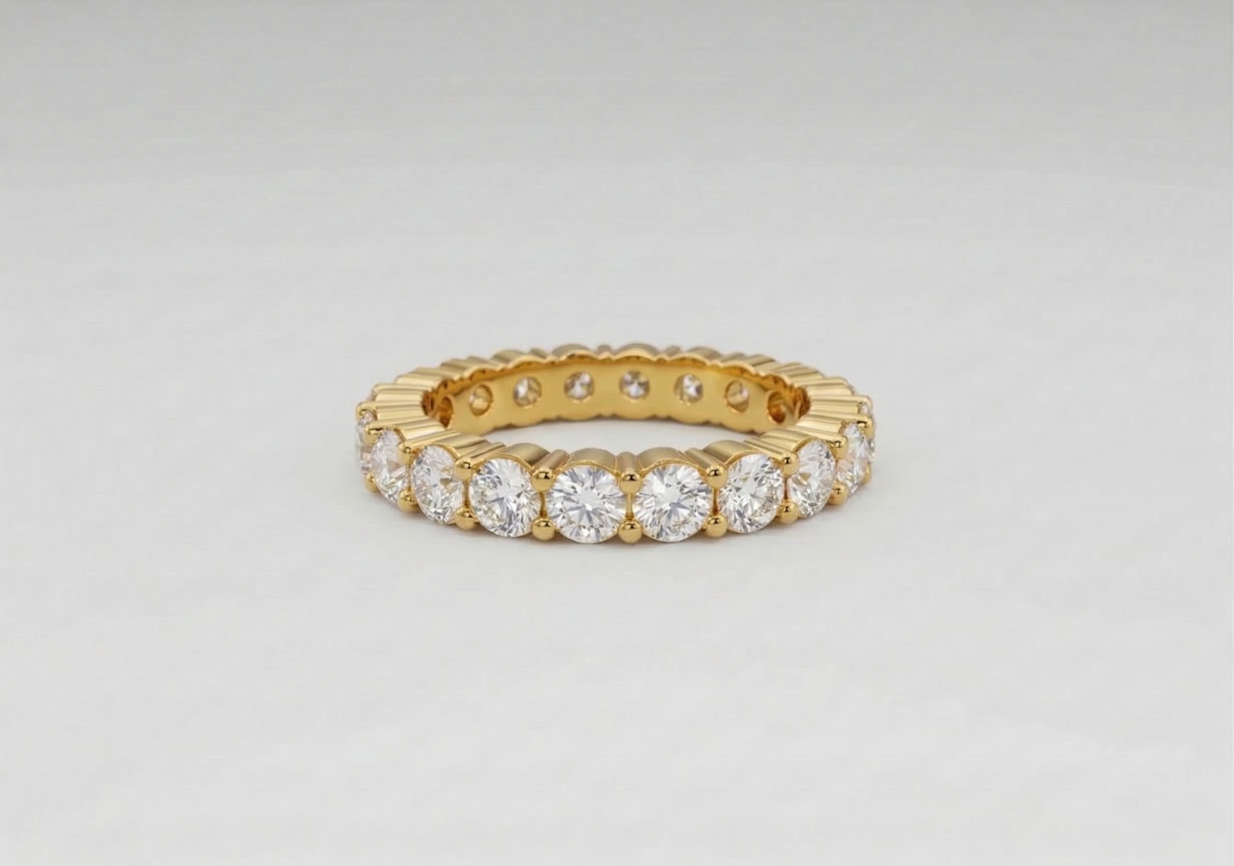 Round-Cut Shared Prong Diamond Eternity Band