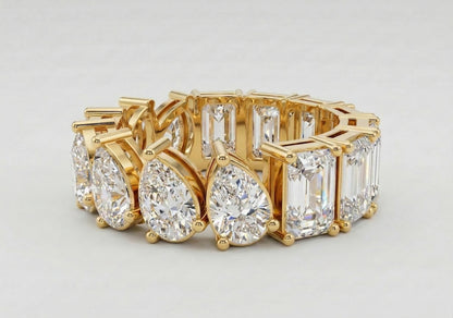 Duo-Cut Pear & Emerald Eternity Band