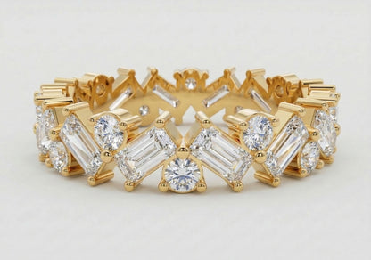 Alternating Round & Baguette Zig-Zag Eternity Band