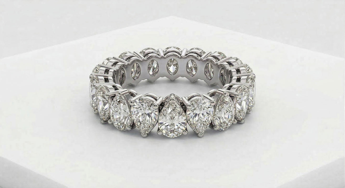 Pear-Cut Shared Prong Diamond Eternity Ring