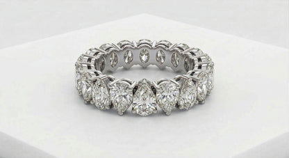 Pear-Cut Shared Prong Diamond Eternity Ring