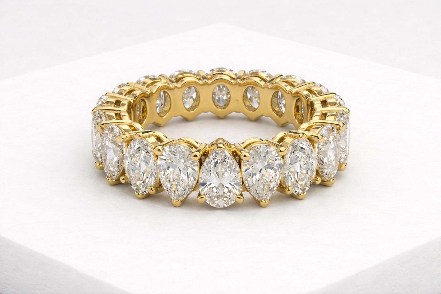 Pear-Cut Shared Prong Diamond Eternity Ring